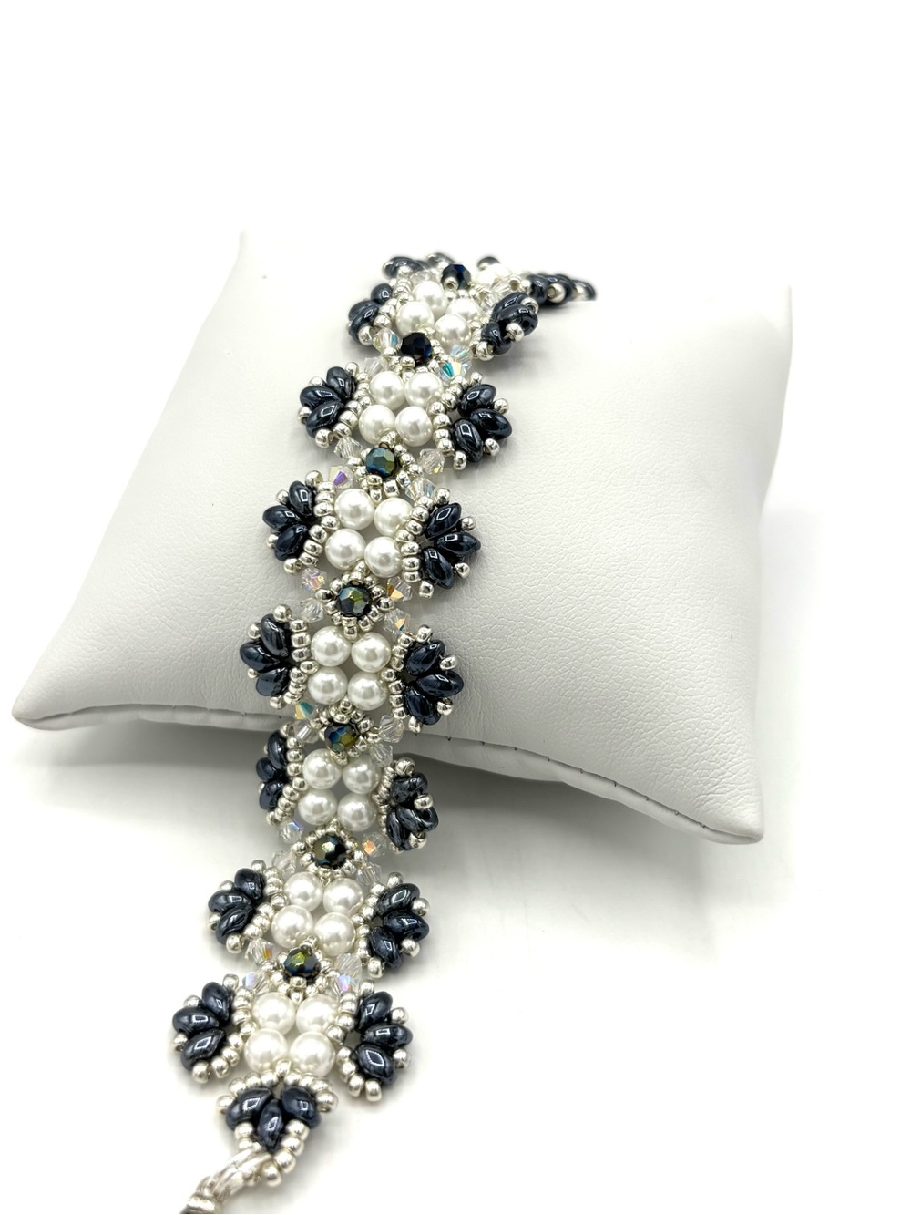 Hand Crafted Pearl & Black Victorian Style Bracelet - Women's Jewelry
